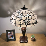 Tiffany Style Table Lamp White Stained Glass Flowers LED bulbs included ET1663