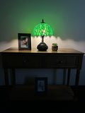 Enjoy Tiffany Style Table Lamp Green Leaves Stained Glass Include LED Bulb ET1027 H14*W10 In