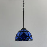 Tiffany Style Mini Hanging Lamp Blue Stained Glass Baroque Style LED Bulb Included EP0818