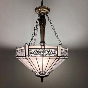 Tiffany Style Ceiling Lights Pendant Lamp White Hexagon Stained Glass LED Bulbs Included EP1632