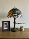 Enjoy Tiffany Style Table Lamp Stained Glass Rose Flowers Vintage ET1203-B  H19 in