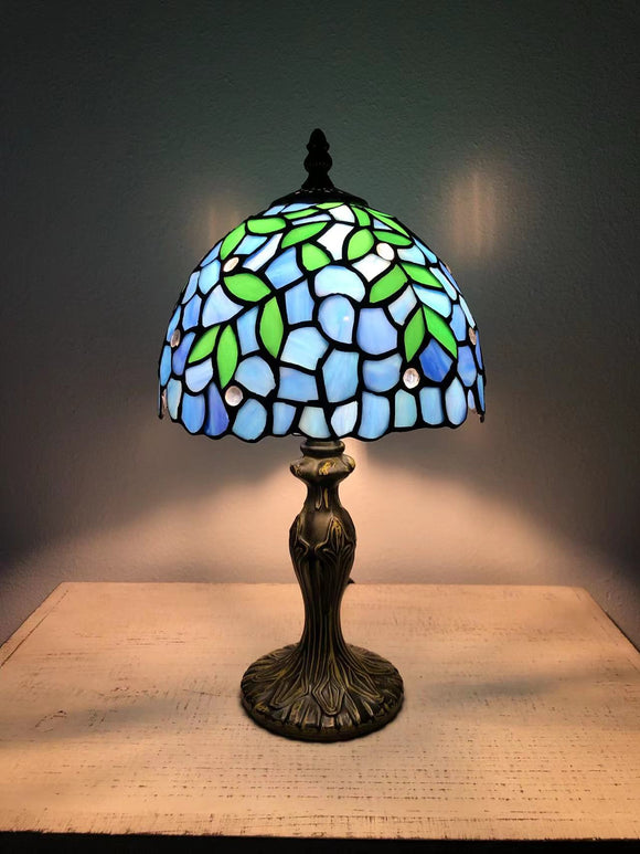 Enjoy Tiffany Style Mini Table Lamp  Blue Stained Glass ET0851