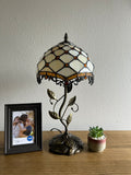 Enjoy Tiffany Style Table Lamp Gold Stained Glass Crystal Beans Include LED Bulb ET1024 H21*W10 In