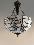 Tiffany Style Ceiling Lights Pendant Lamp White Stained Glass Flowers LED Bulbs Included EP1664