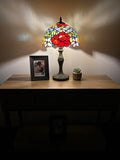 Enjoy Tiffany Style Table Lamp Stained Glass Rose Flowers Vintage ET1203-B  H19 in