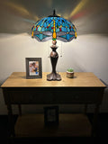 Enjoy Tiffany Style Table Lamp Dragonfly Blue Stained Glass Vintage 24"H16"W  ET1601