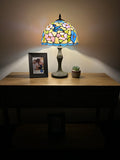 Enjoy Tiffany Style Table Lamp Stained Glass Hummingbird Flowers Vintage  H19*W12 Inch ET1221