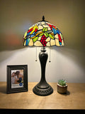 Enjoy Tiffany Style Table Lamp Parrots Grape Stained Glass Vintage H22*W12 Inch ET1273