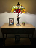 Enjoy Tiffany Style Table Lamp Stained Glass Rose Flowers Vintage ET1603