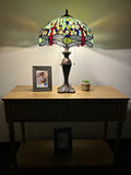 Enjoy Tiffany Style Table Lamp Jade Green Stained Glass Dragonfly Vintage ET1612