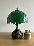 Enjoy Tiffany Style Table Lamp Green Leaves Stained Glass Include LED Bulb ET1027 H14*W10 In