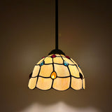 Tiffany Style Mini Hanging Lamp Gold Stained Glass Crystal Beans LED Bulb Included EP0875