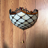 Tiffany Style Wall Sconce Lamp Beige Stained Glass Crystal Beans LED Bulb Included EW1223