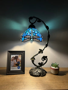 Tiffany Style Dragonfly Sea Blue Stained Glass Table Lamp ET0807