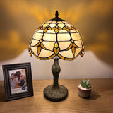 Tiffany Style Table Lamp Gold Stained Glass Baroque Style Lavender ET1249