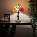 Tiffany Style Table Lamp Stained Glass Rose Flowers 12"W*12"D*19"H