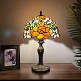 Tiffany Style Table Lamp Stained Glass Rose Flowers 12"W*12"D*19"H