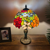 Tiffany Style Table Lamp Stained Glass Rose Flowers 12"W*12"D*19"H