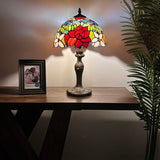 Tiffany Style Table Lamp Stained Glass Rose Flowers 12"W*12"D*19"H