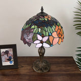 Tiffany Style Table Lamp Stained Glass Rose Flowers 12"W*12"D*19"H