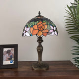 Tiffany Style Table Lamp Stained Glass Rose Flowers 12"W*12"D*19"H