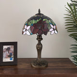 Tiffany Style Table Lamp Stained Glass Rose Flowers 12"W*12"D*19"H