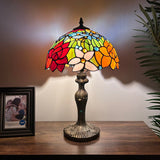 Tiffany Style Table Lamp Stained Glass Rose Flowers 12"W*12"D*19"H