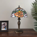 Tiffany Style Table Lamp Stained Glass Rose Flowers 12"W*12"D*19"H