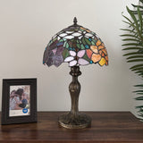 Tiffany Style Table Lamp Stained Glass Rose Flowers 12"W*12"D*19"H