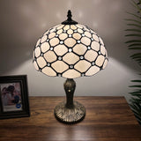 Tiffany Table Lamp Crystal Bean White Stained Glass 12"W*12"D*19"H