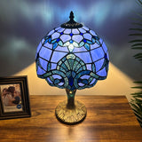 Tiffany Style Table Lamp Blue Stained Glass Baroque Style Lavender 12"W*12"D*19"H.