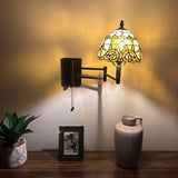 Tiffany Style Swing Arm Wall Sconce Lamp Gold Stained Glass Baroque Style LED Bulb Included EW0849