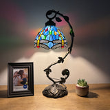 Tiffany Style Table Lamp Dragonfly Sky Blue Stained Glass LED Bulb Included ET0801