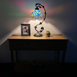 Tiffany Style Table Lamp Dragonfly Sky Blue Stained Glass LED Bulb Included ET0801