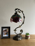 Tiffany Style Table Lamp Rose Flower Stained Glass included LED bulb H15*W11 In