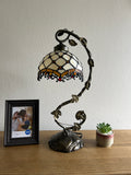 Tiffany Style Table Lamp Beige Stained Glass included LED bulb ET0824