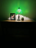 Tiffany Style Table Lamp Green Leaves Stained Glass  Vintage H15*W8 in