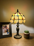 Tiffany Style Gold Stained Glass Crystal Beans Table Lamp H15*W8 in