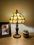 Tiffany Style Gold Stained Glass Crystal Beans Table Lamp H15*W8 in