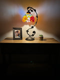 Tiffany Style Table Lamp Rose Flower Stained Glass included LED bulb H15*W11 In