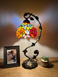 Tiffany Style Table Lamp Rose Flower Stained Glass included LED bulb H15*W11 In