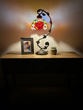 Tiffany Style Table Lamp Rose Flower Stained Glass included LED bulb H15*W11 In