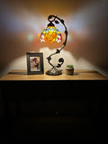 Tiffany Style Table Lamp Rose Flower Stained Glass included LED bulb H15*W11 In