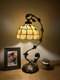 Tiffany Style Table Lamp Gold Stained Glass included LED bulb