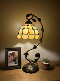 Tiffany Style Table Lamp Gold Stained Glass included LED bulb