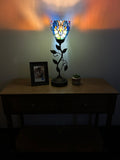 Tiffany Style torch table lamp Blue Stained Glass USB ports included LED bulb H20*W6 in