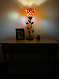 Tiffany Style torch table lamp Stained Glass Rose Flowers USB ports included LED bulb H20*W6 in