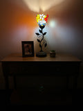 Tiffany Style torch table lamp Stained Glass Rose Flowers USB ports included LED bulb H20*W6 in