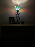 Tiffany Style torch table lamp Blue Stained Glass Dragonfly USB ports included LED bulb H20*W6 in