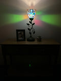 Tiffany Style torch table lamp Blue Stained Glass Dragonfly USB ports included LED bulb H20*W6 in